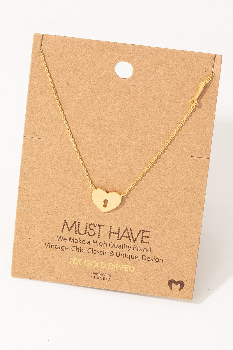 Trust In Me 18K Gold Dipped Heart Lock Pendant Necklace