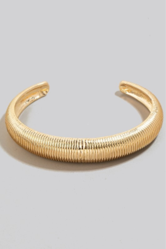 High Risk Ridged Metallic Cuff Bracelet