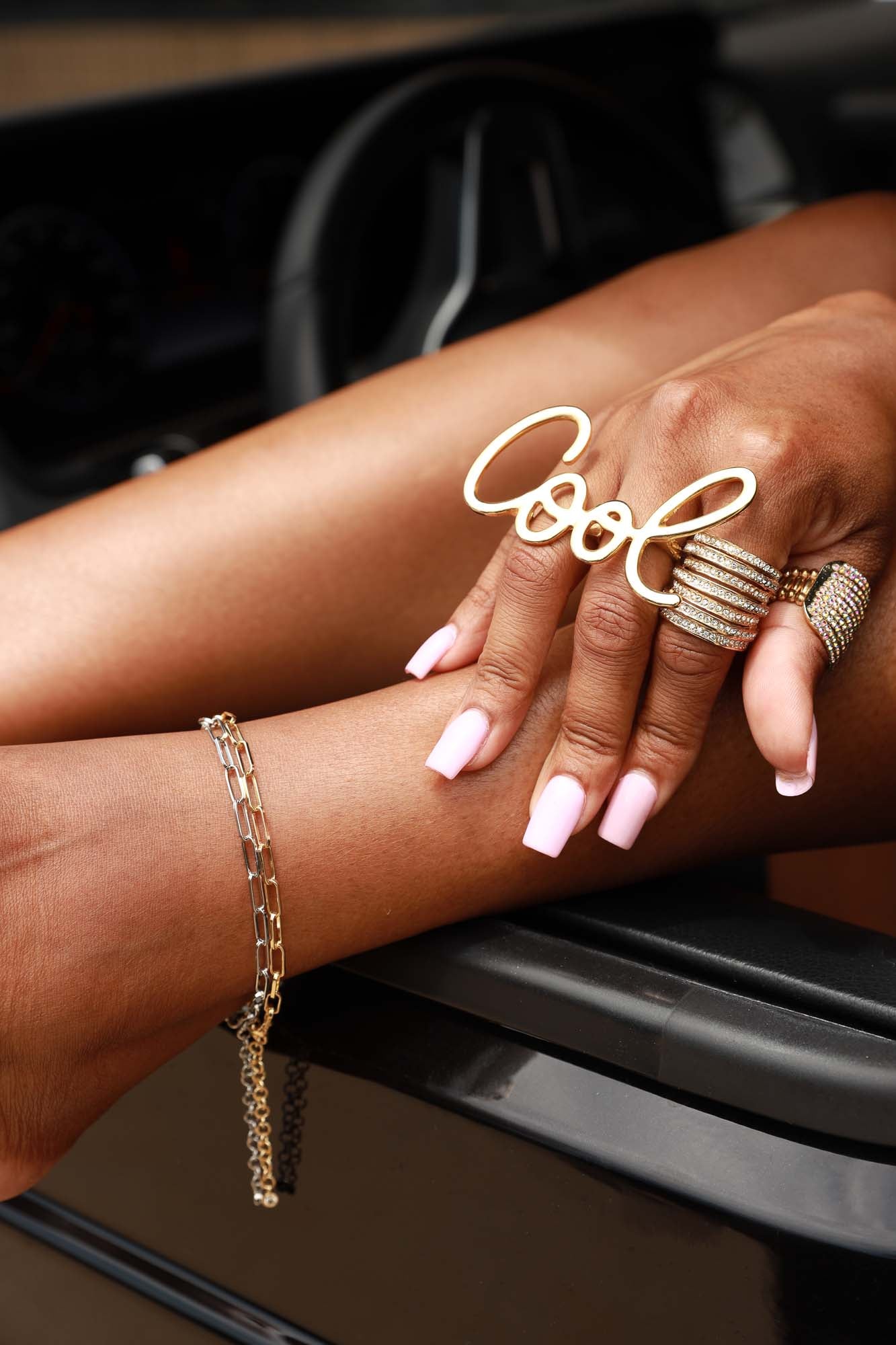 Rock Star Oval Link Charm Ready Anklet