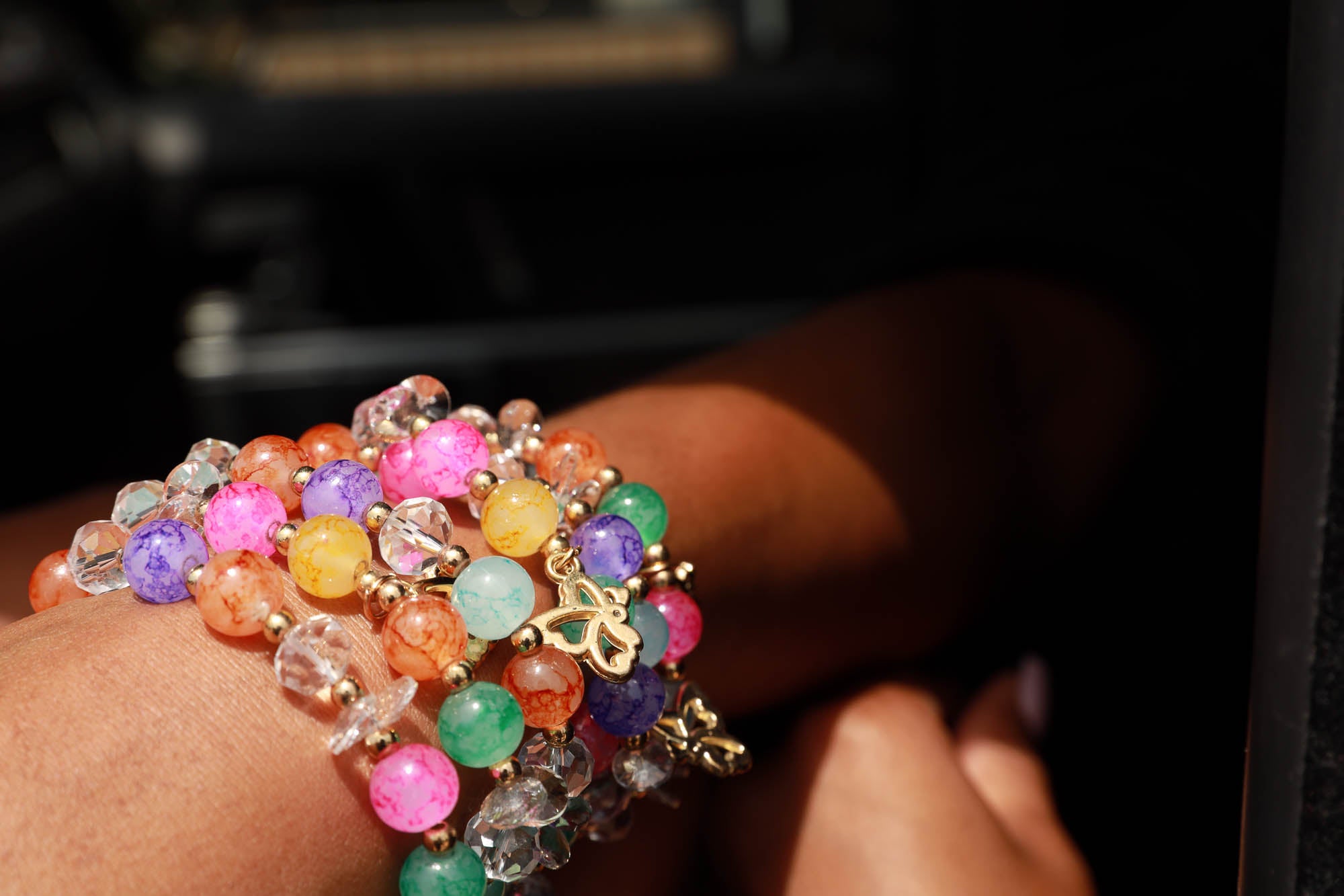 Color My World Beaded Butterfly Charm Bracelet