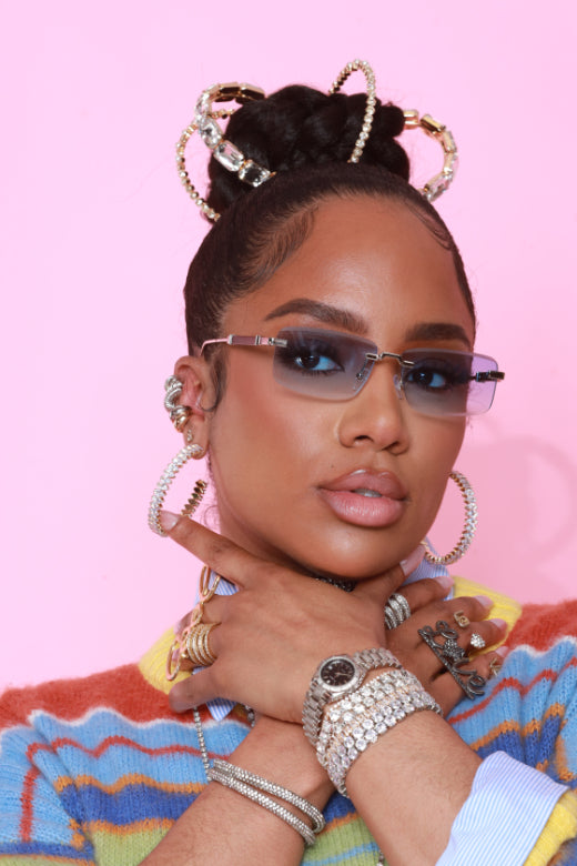 Crystal Ball Rhinestone Hoop Earrings - Gold