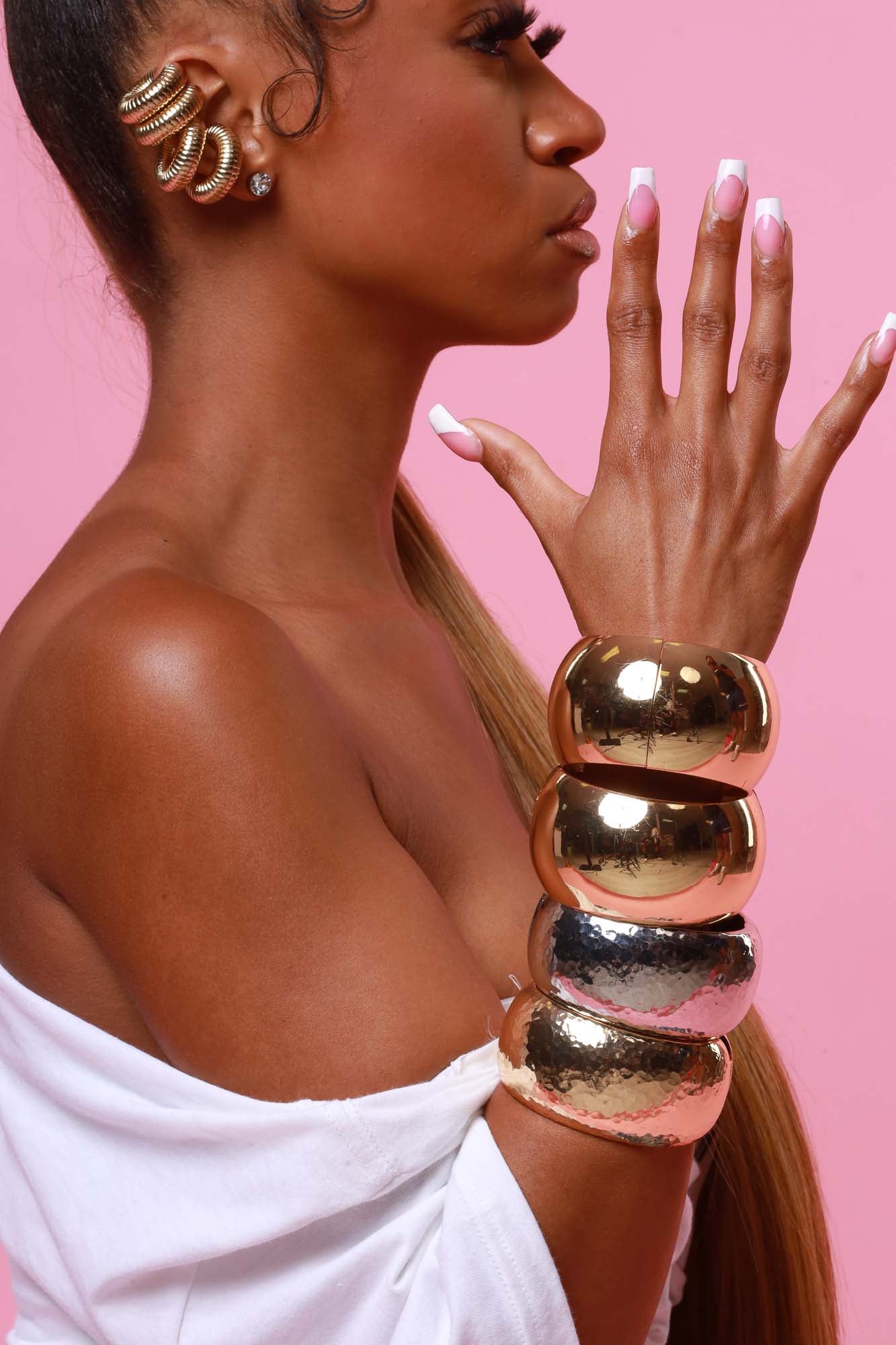 The Ringer Hammered Metal Hinged Cuff Bracelet