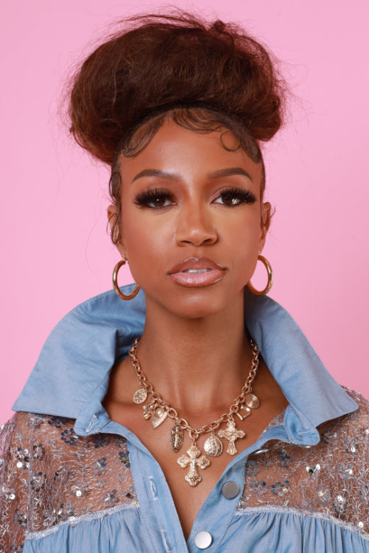 Religion Statement Charm Necklace Set