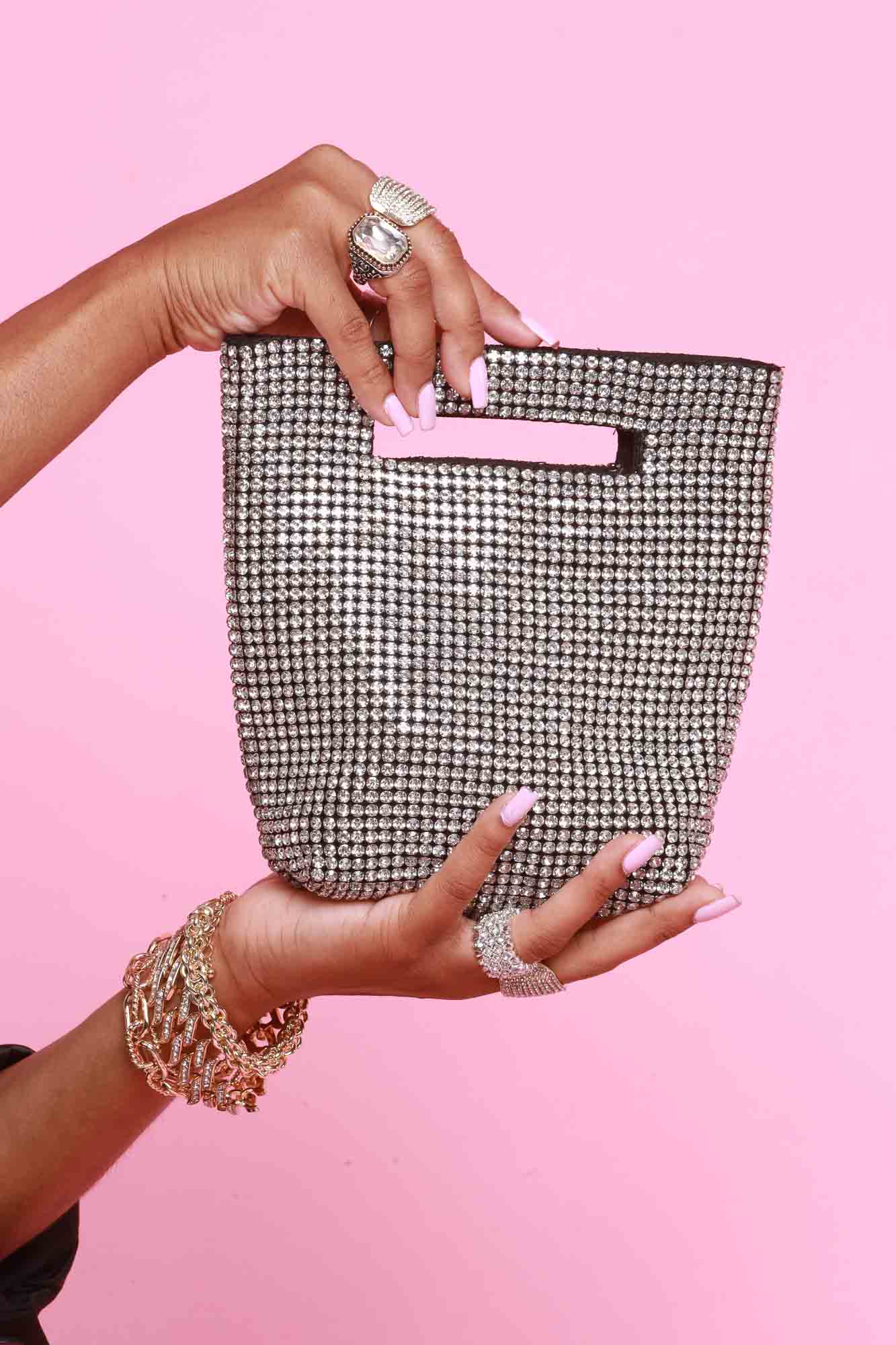 Eyes On You Rhinestone Studded Bucket Bag