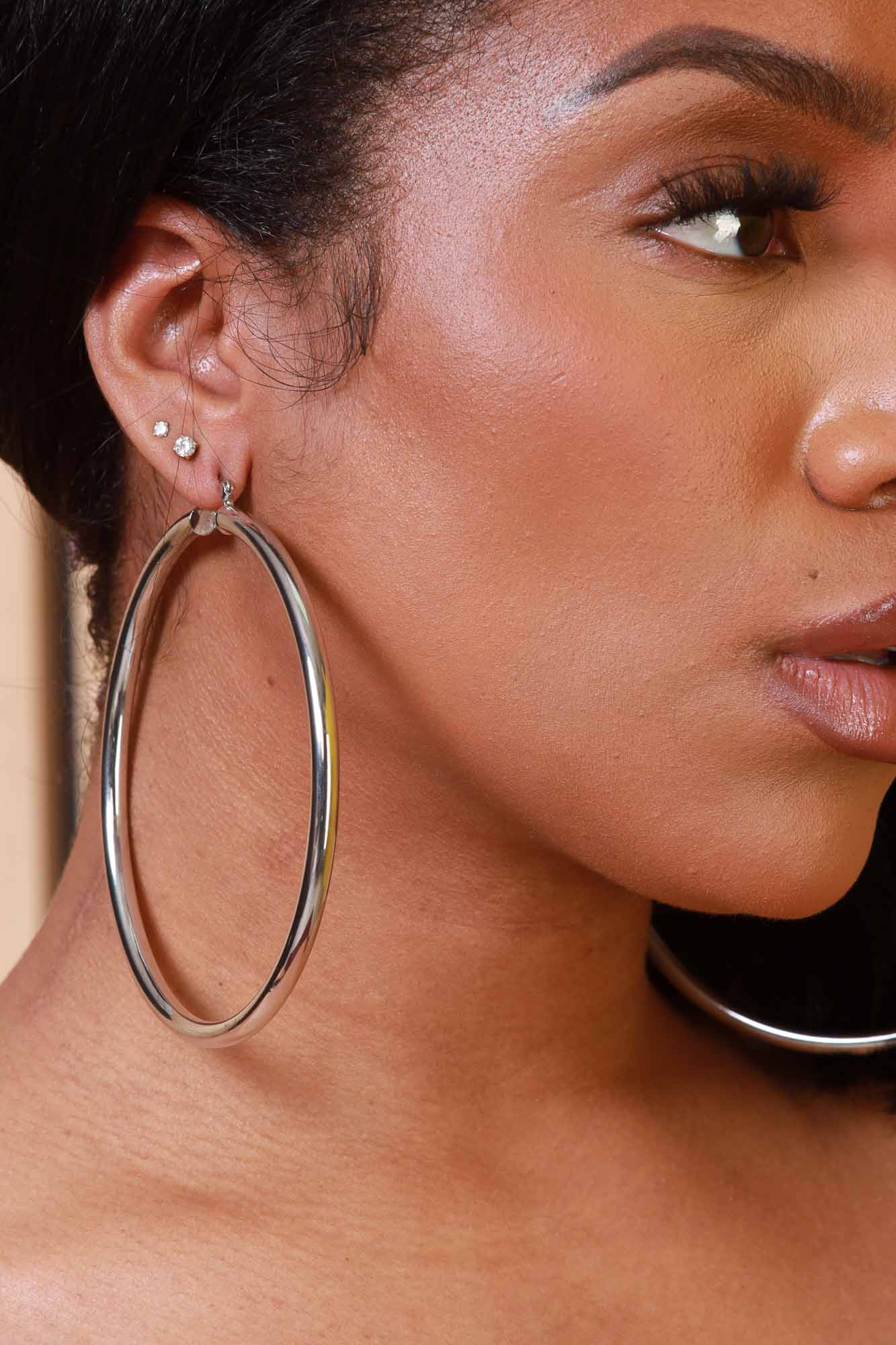 Give Me More Charm Friendly Tube Hoop Earrings - Gold Oversized
