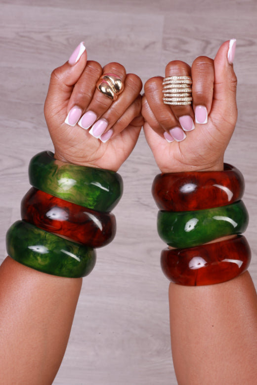 Stone Cold Chunky Resin Bangle Bracelet