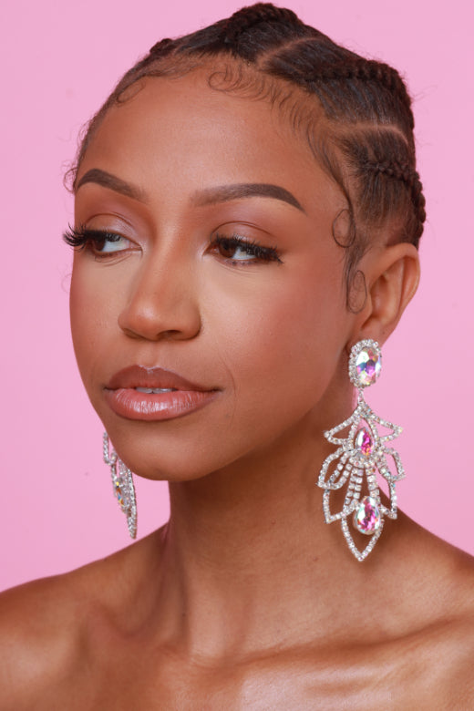 Crystal Lotus Rhinestone Drop Earrings