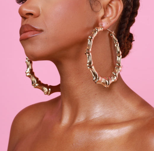 Style Queen Oversized Bamboo Hoop Earrings