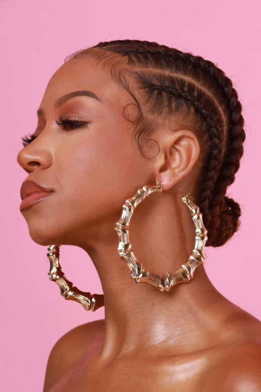 Style Queen Oversized Bamboo Hoop Earrings