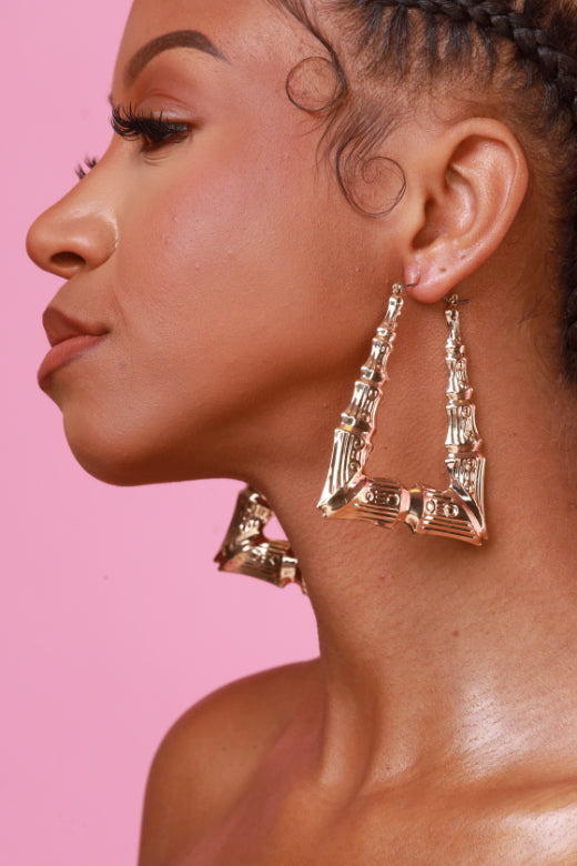 Made You Look Geometric Bamboo Hoop Earrings