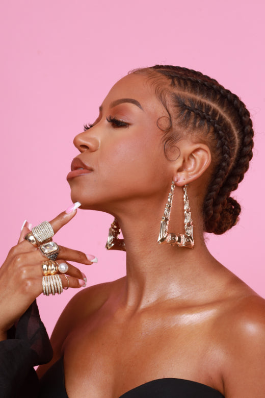 Made You Look Geometric Bamboo Hoop Earrings