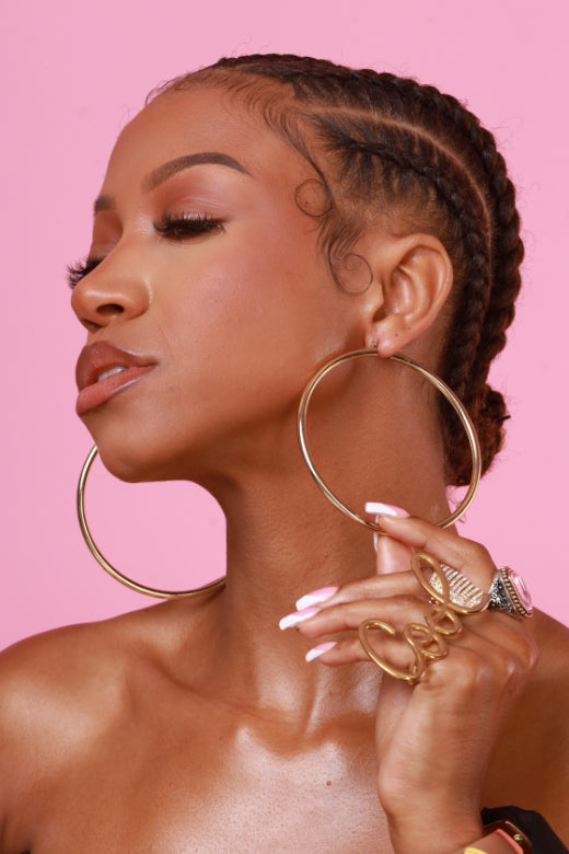 Give Me More Charm Friendly Tube Hoop Earrings - Gold Oversized