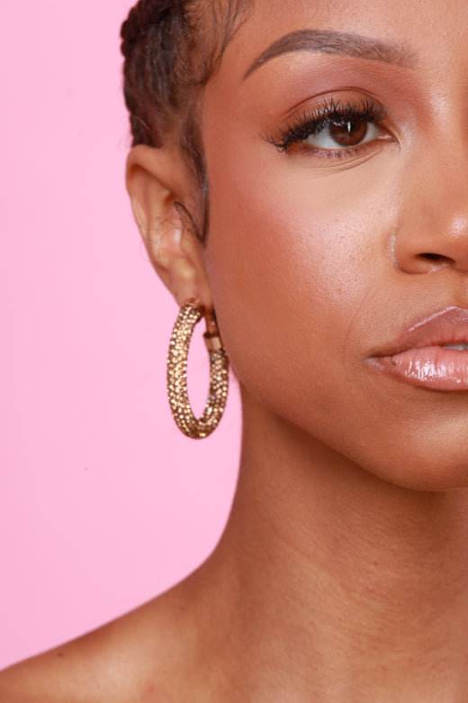 So Gorgeous Rhinestone Pave Hoop Earrings