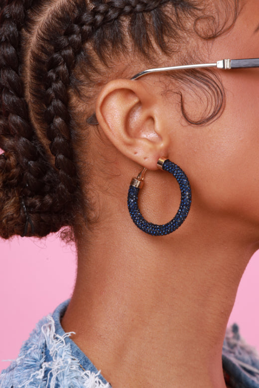 So Gorgeous Rhinestone Pave Hoop Earrings