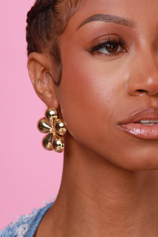 Get Your Flowers 14K Gold Dipped Statement Flower Earrings