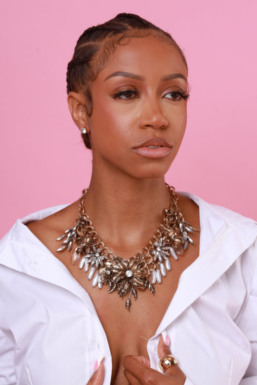 Floral Fantasy Vintage Metal Statement Necklace