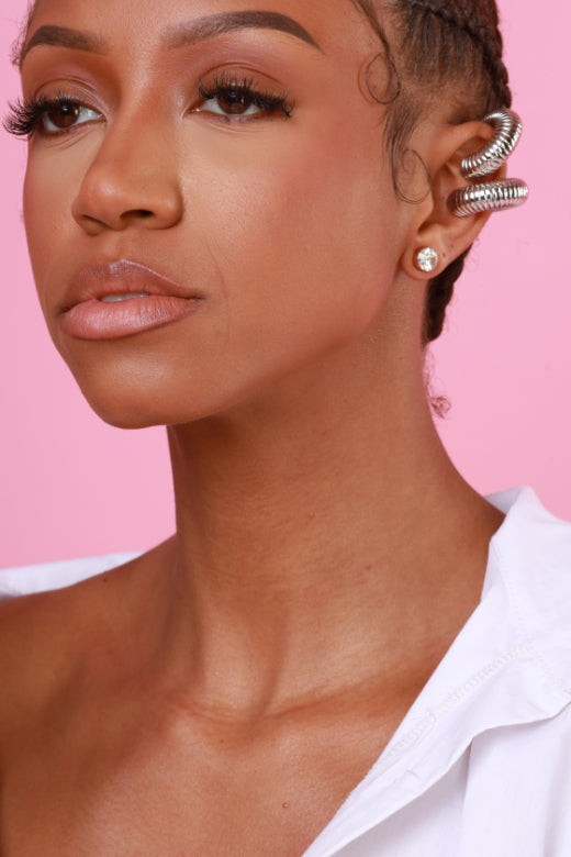 Still Cool Spiral Cuff Earrings - Silver