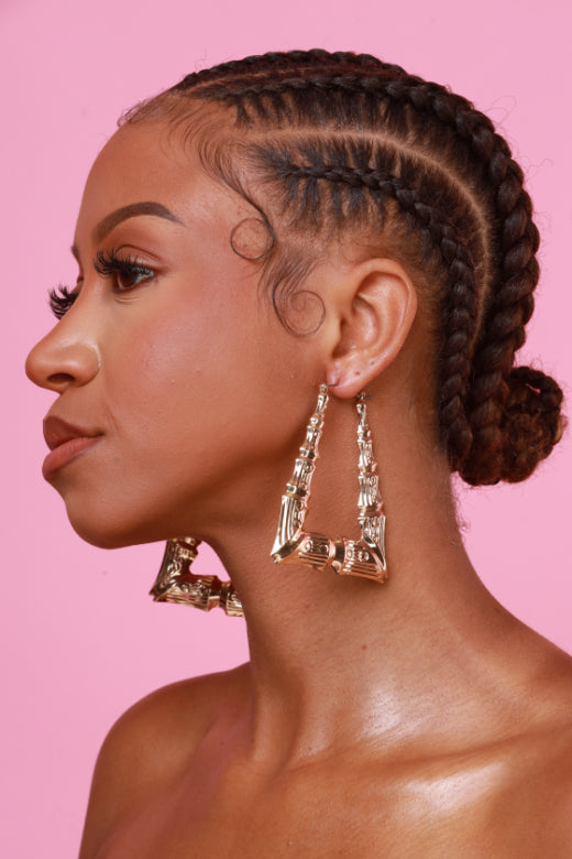 Made You Look Geometric Bamboo Hoop Earrings