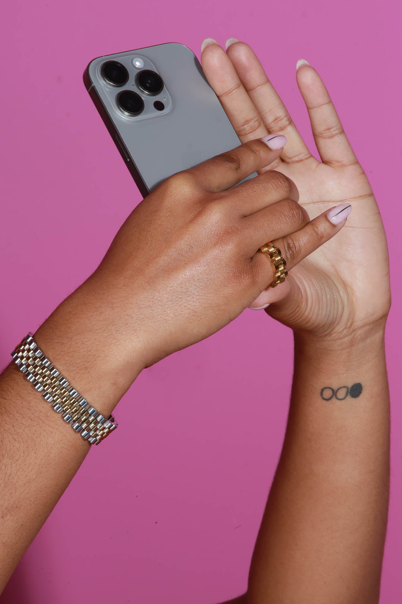 System Check Two Tone Watch Chain Bracelet - Gold/Silver