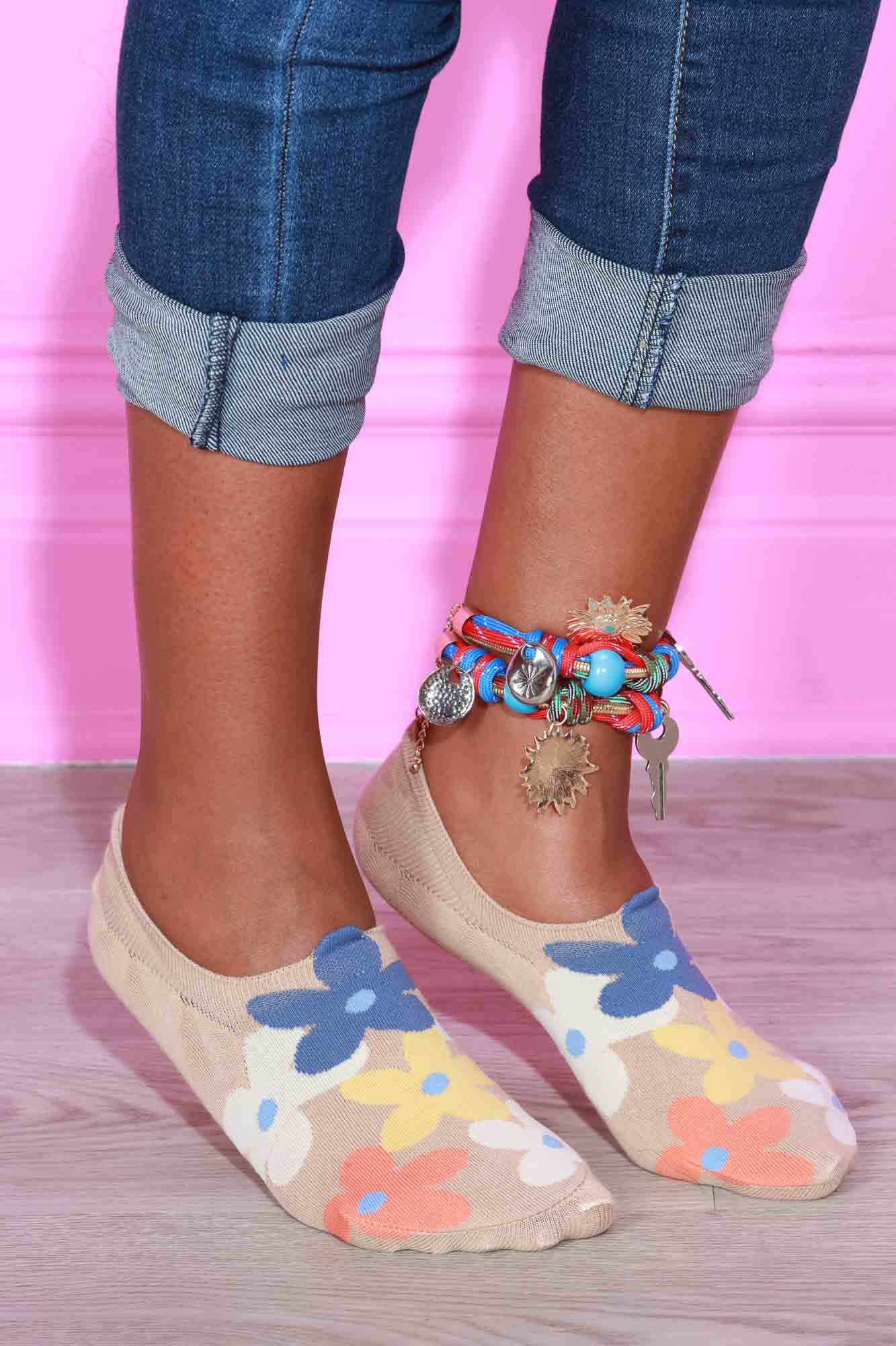 Coming Back Home Floral Print Low Rise Socks