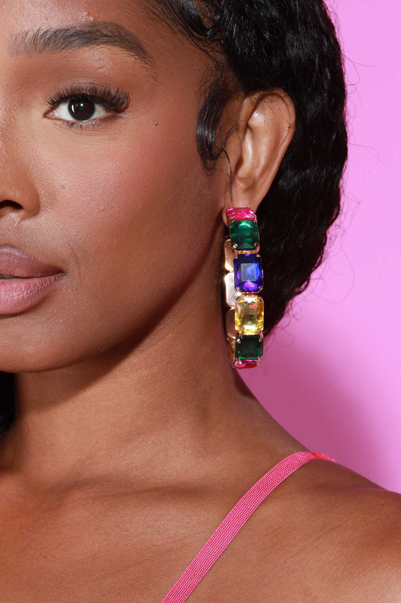 Glam Squad Rhinestone Hoop Earrings