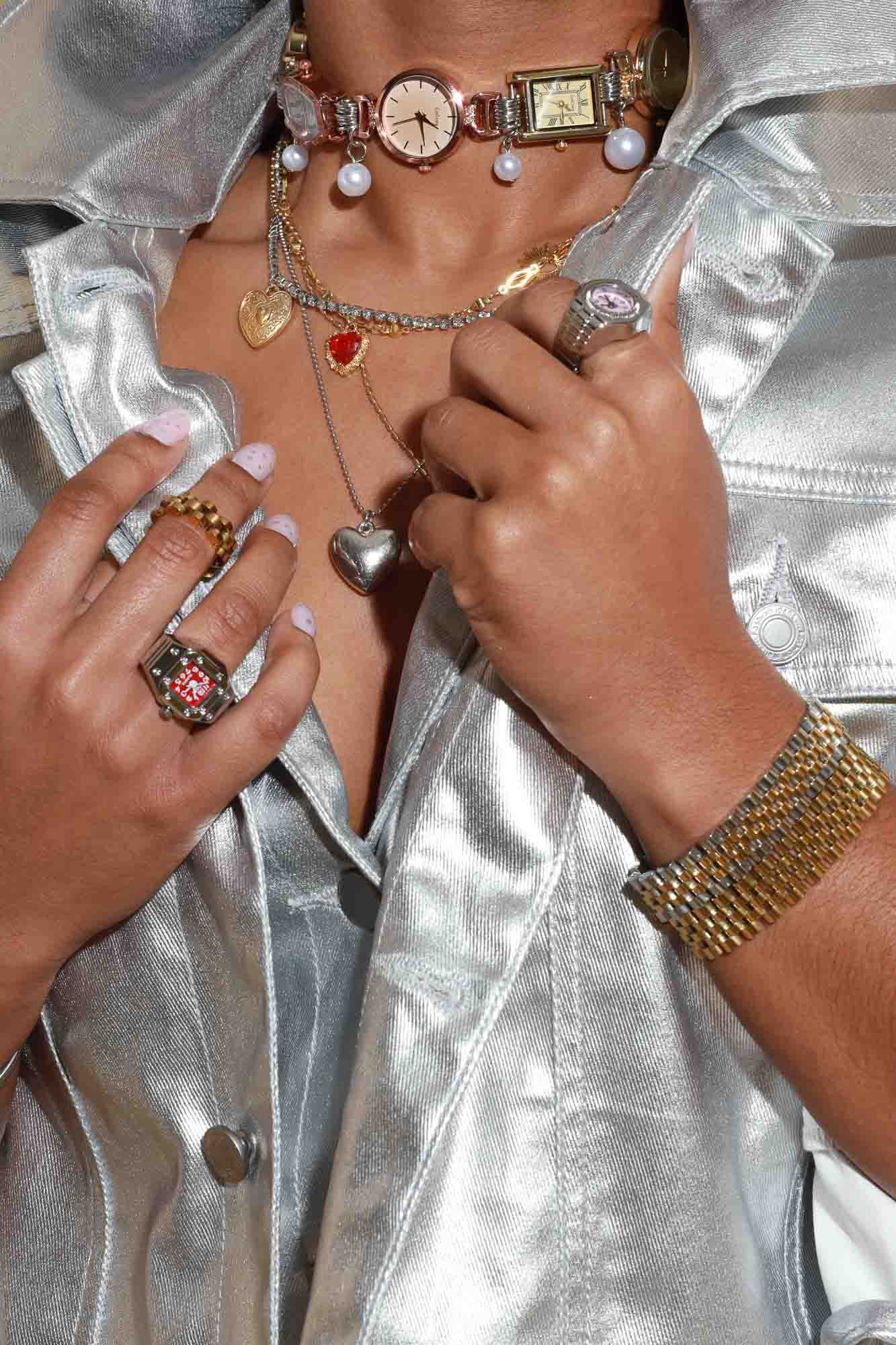 Push Start Watch Chain Style Band Ring