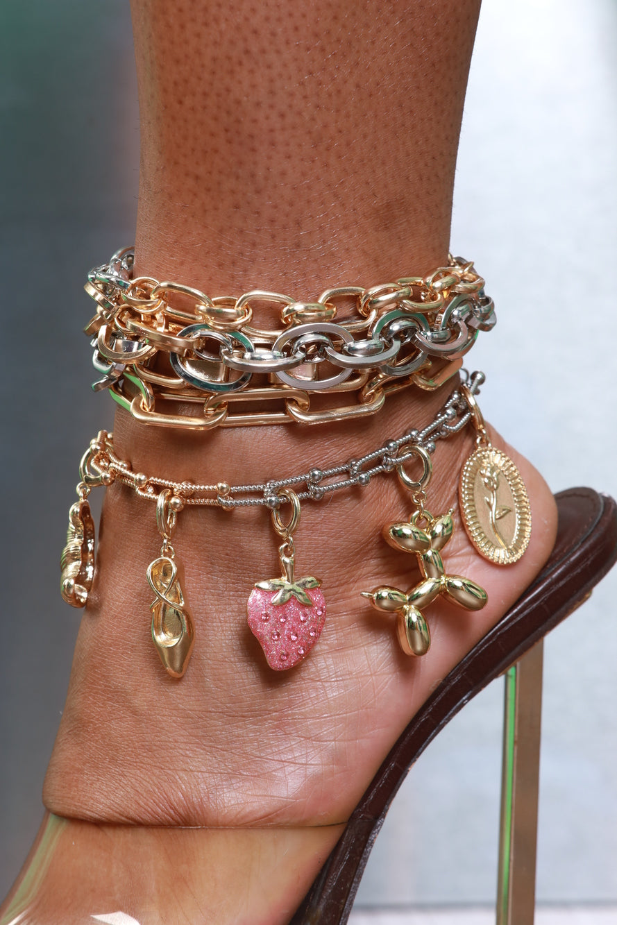 Charmed By You Gold Plated Charm - Pink Strawberry