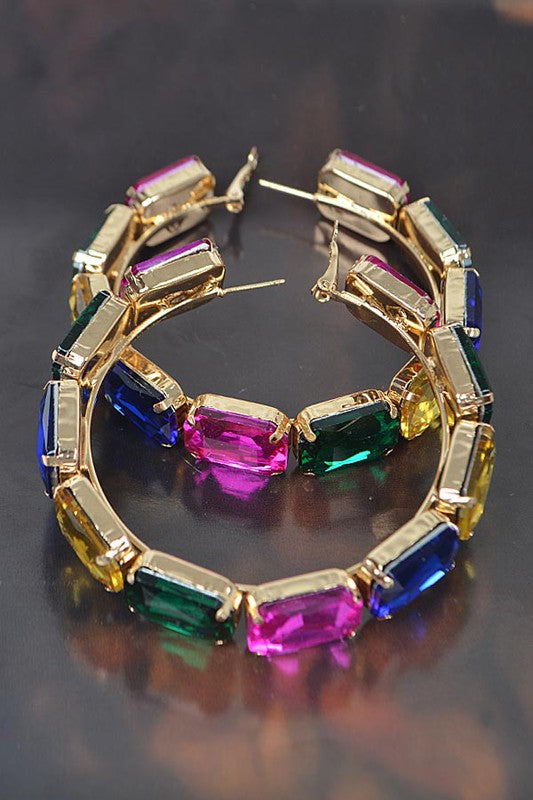 Glam Squad Rhinestone Hoop Earrings