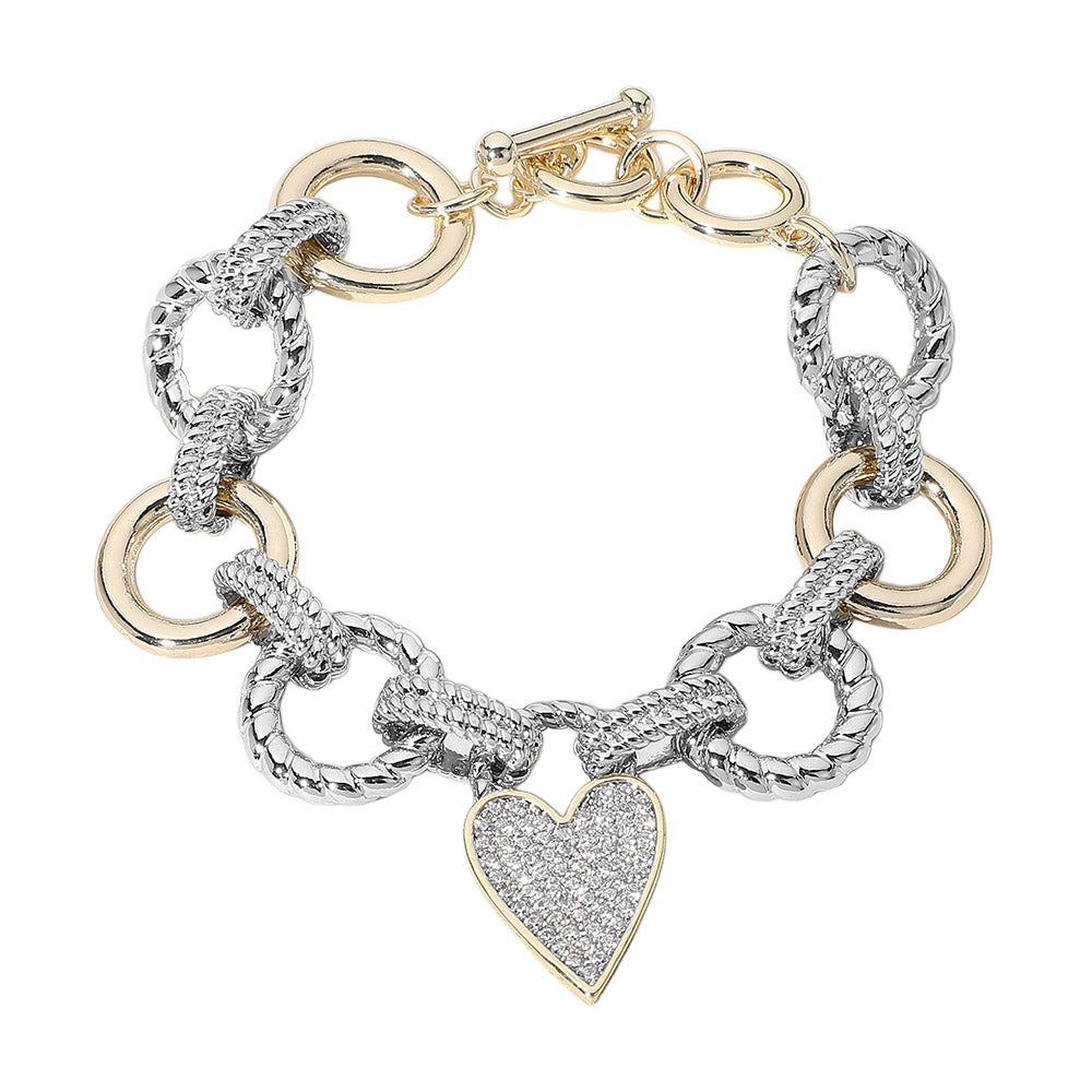 Heart On My Sleeve 14K Gold Plated Rhinestone Bracelet