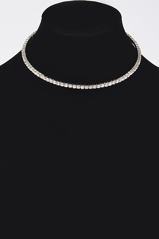 Hot Link Rhinestone Narrow Choker Necklace