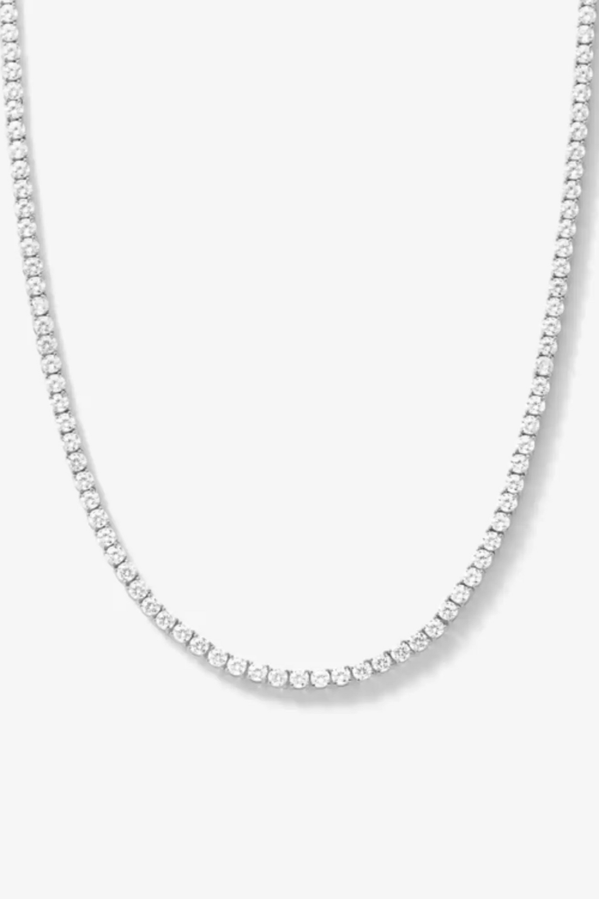 Midnight Club Rhinestone Tennis Necklace - Silver