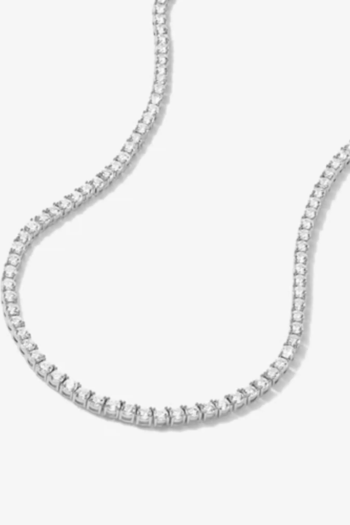 Midnight Club Rhinestone Tennis Necklace - Silver