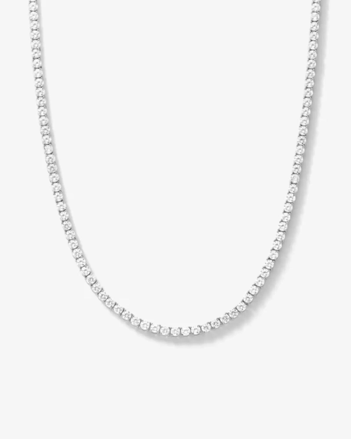 Midnight Club Rhinestone Tennis Necklace - Silver