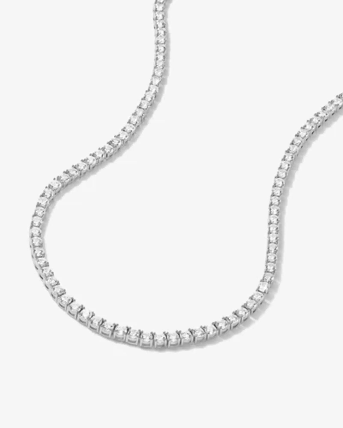 Midnight Club Rhinestone Tennis Necklace - Silver