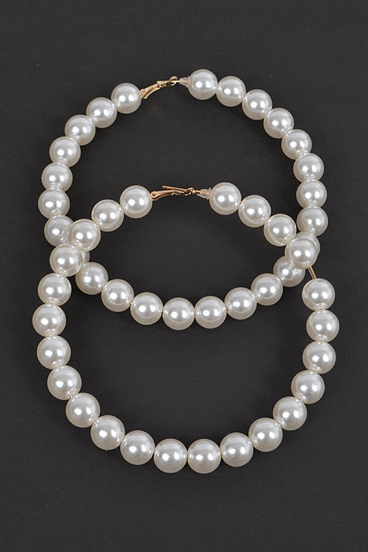 Pretty Little Things Pearl Lined Oversized Hoop Earrings