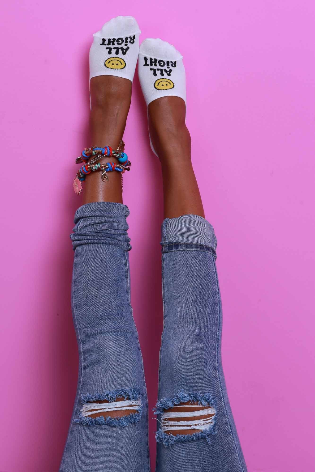 Say What Smiley Face Low Rise Socks