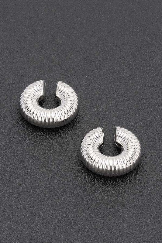 Still Cool Spiral Cuff Earrings - Silver
