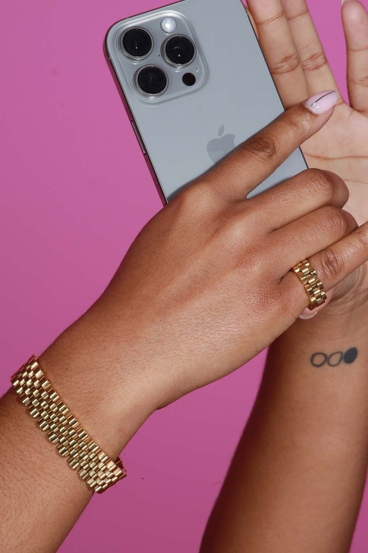 Push Start Watch Chain Style Band Ring