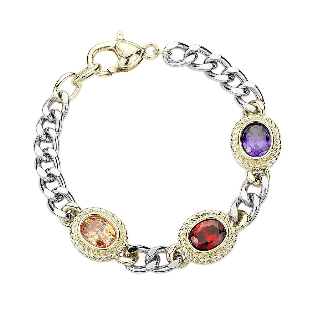 The Gauntlet 14K Gold Plated Stone Cluster Bracelet