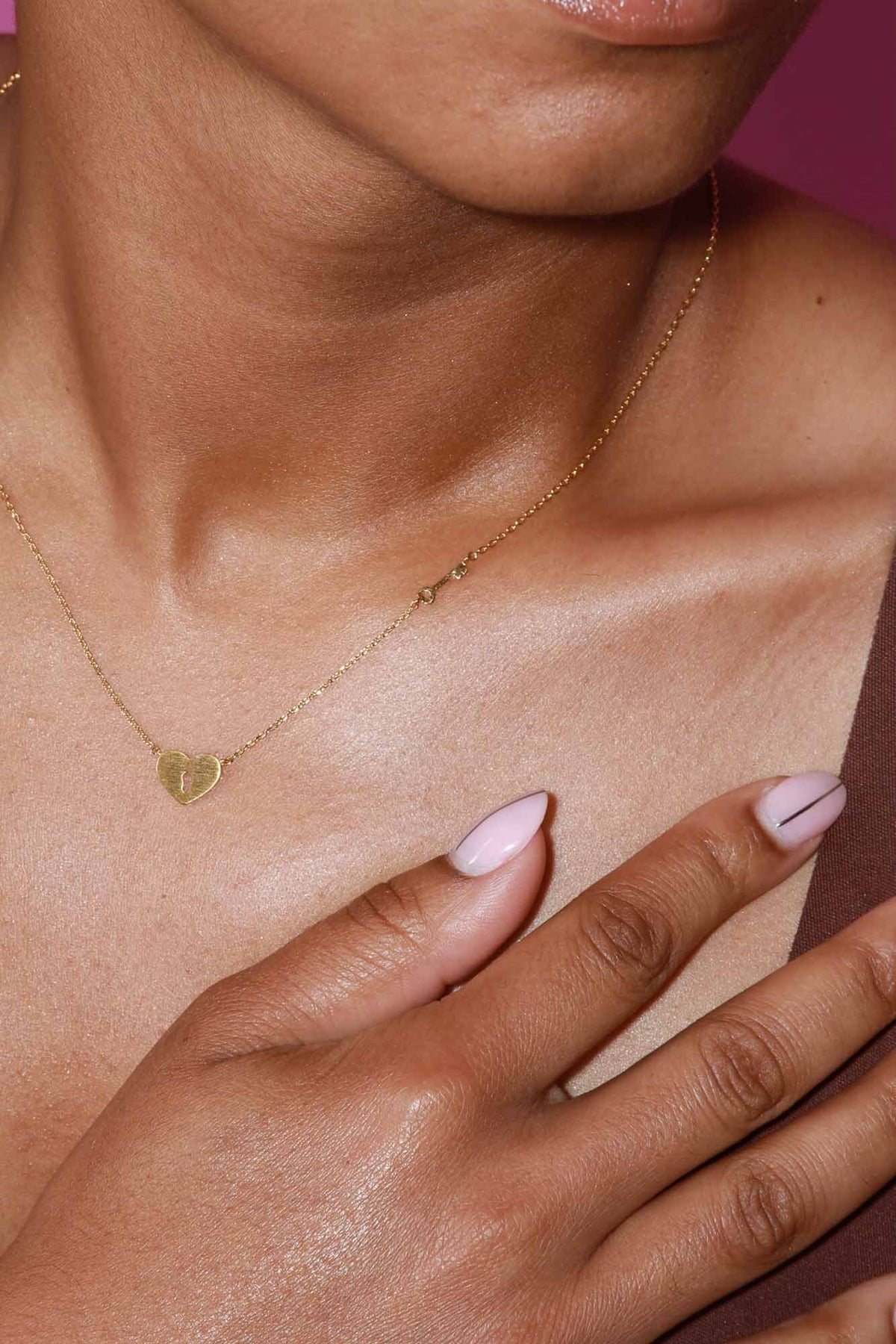 Trust In Me 18K Gold Dipped Heart Lock Pendant Necklace