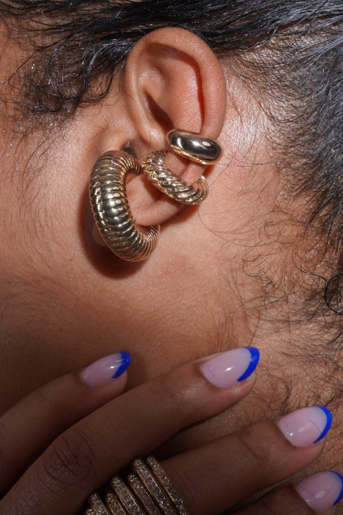 Twisted Non Piercing Ear Cuff Set - Gold