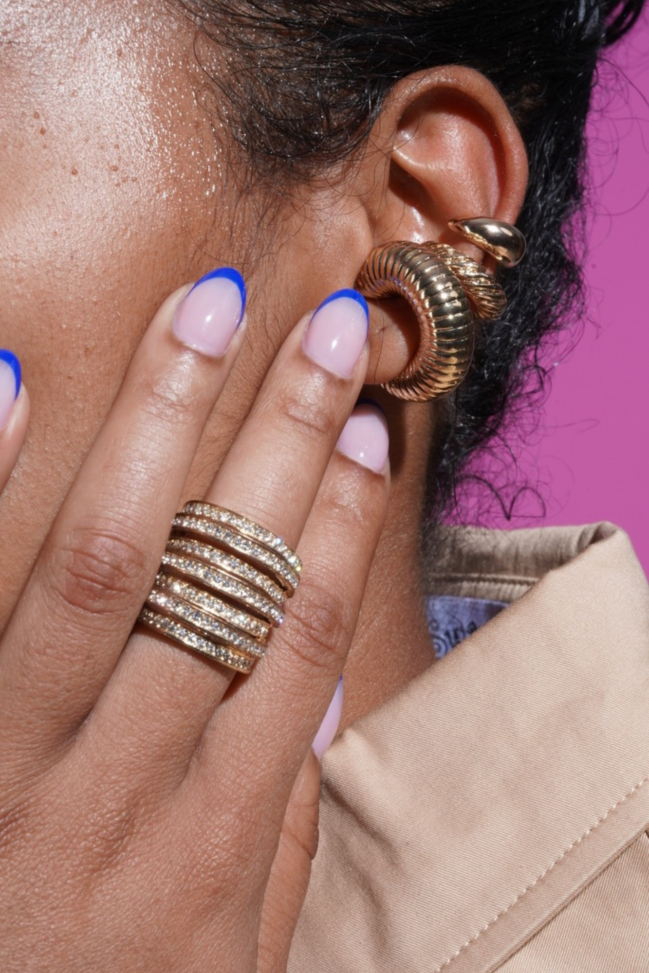 Twisted Non Piercing Ear Cuff Set - Gold