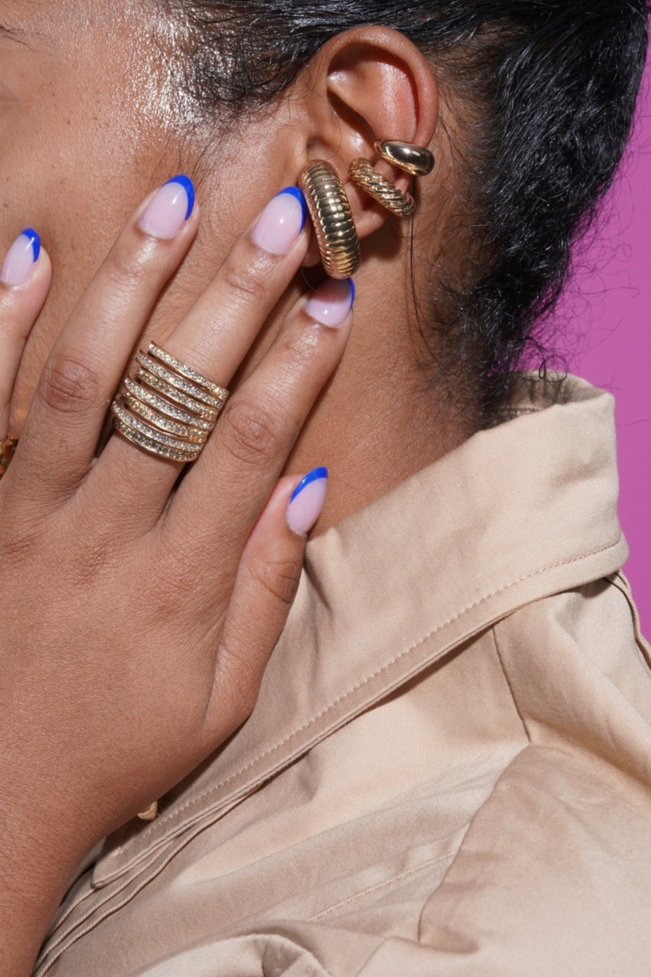 Twisted Non Piercing Ear Cuff Set - Gold