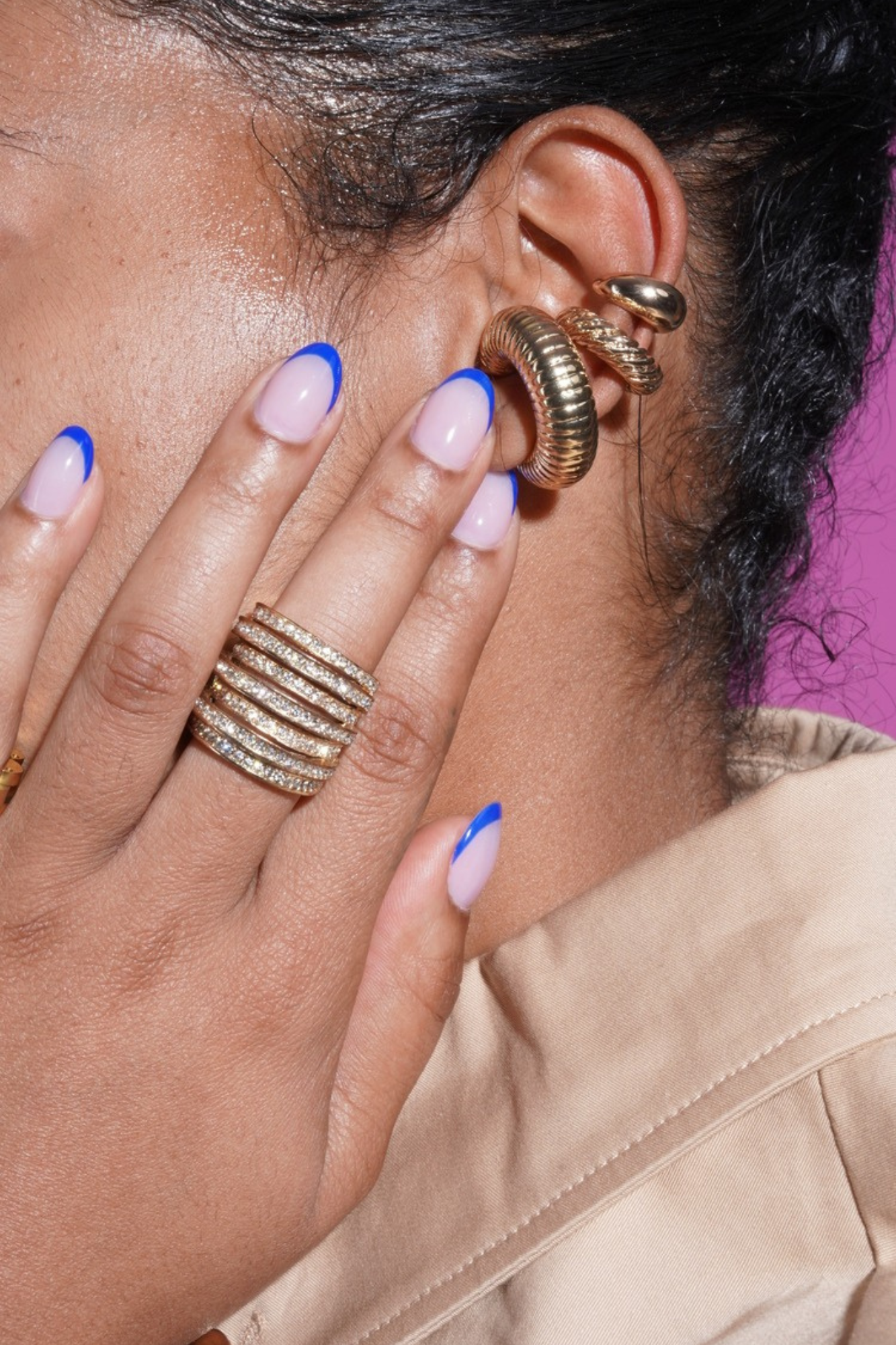 Twisted Non Piercing Ear Cuff Set - Gold