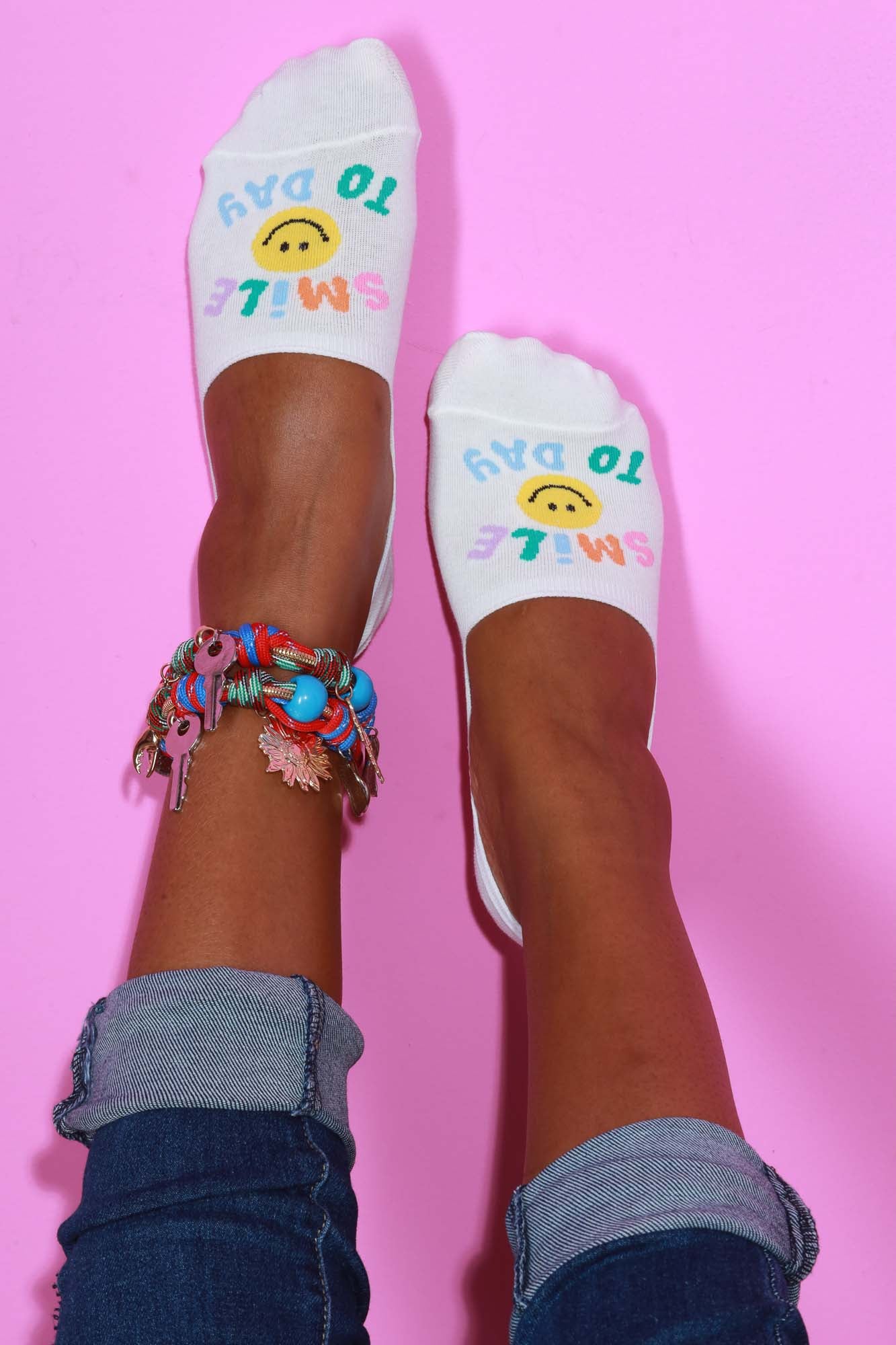 Up All Night Smiley Face Low Rise Socks