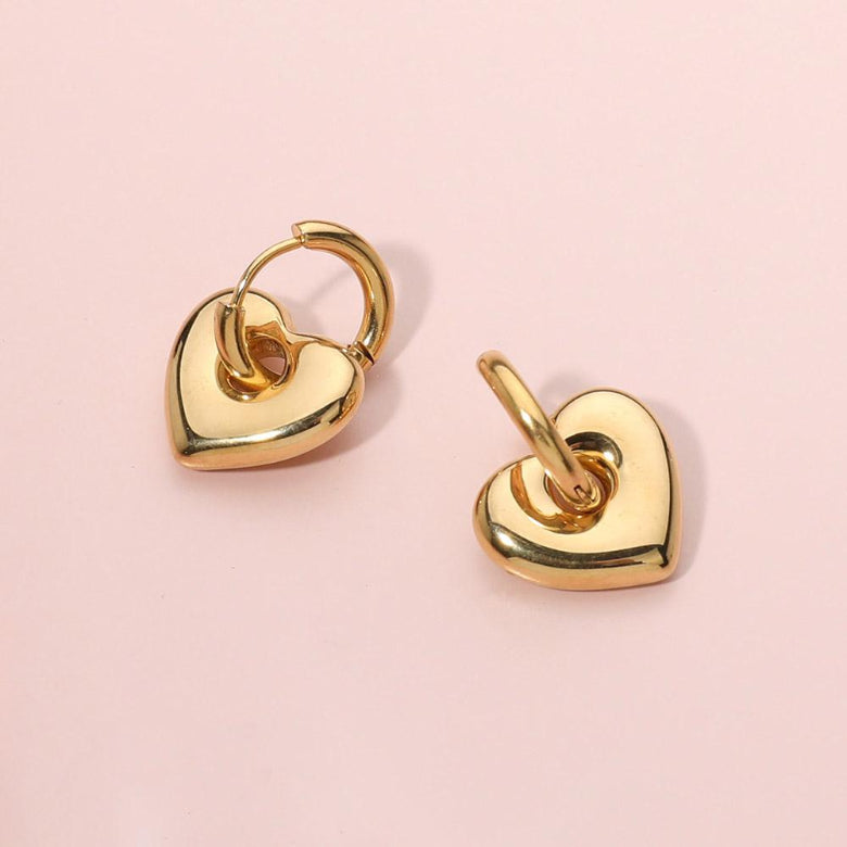 Heart Racer Huggie Charm Earrings